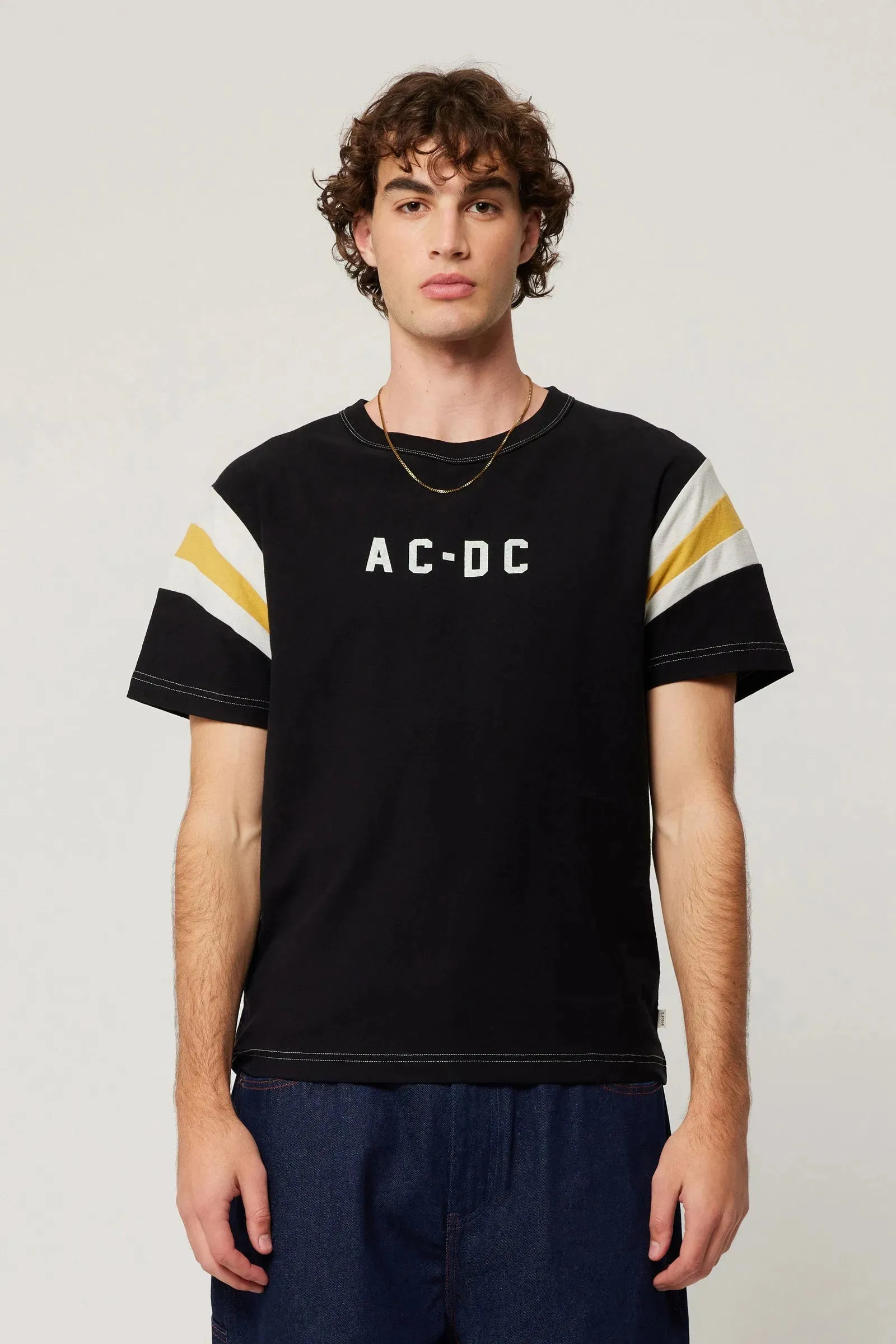 ROLLAS x ACDC Womens Sport Splice Tee - Washed Black