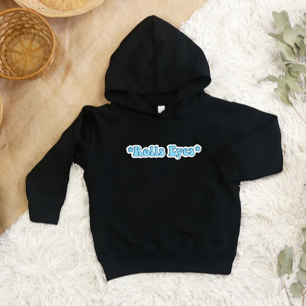 Rolls Eyes Slogan Kids Black Hoodie