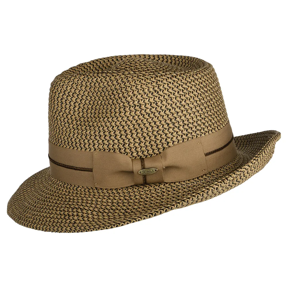 Scala Hats Marton Paper Braid C-Crown Fedora Hat - Brown