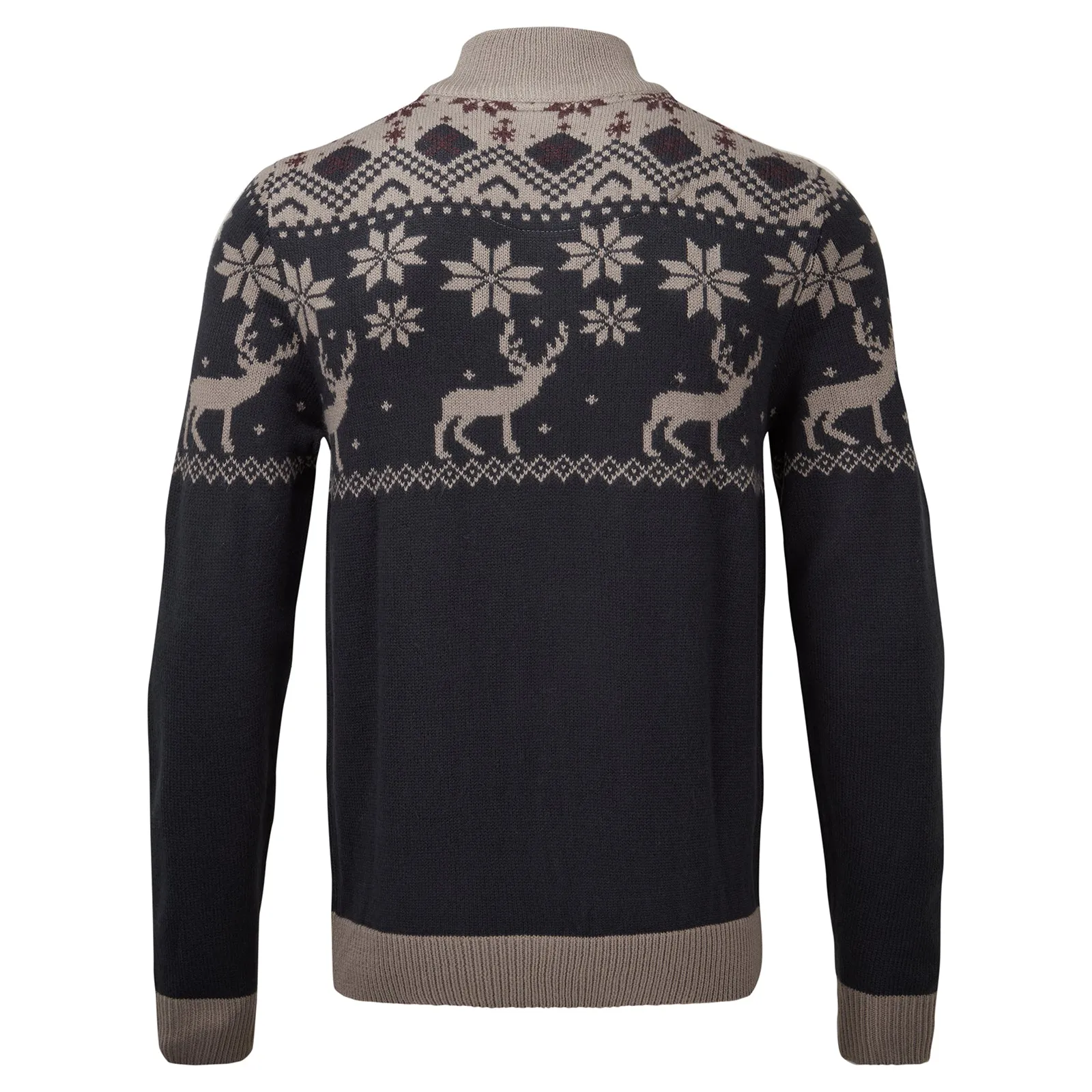 Snuggaroo Mens 1/4 Zip Fair Isle Reindeer Christmas Jumper