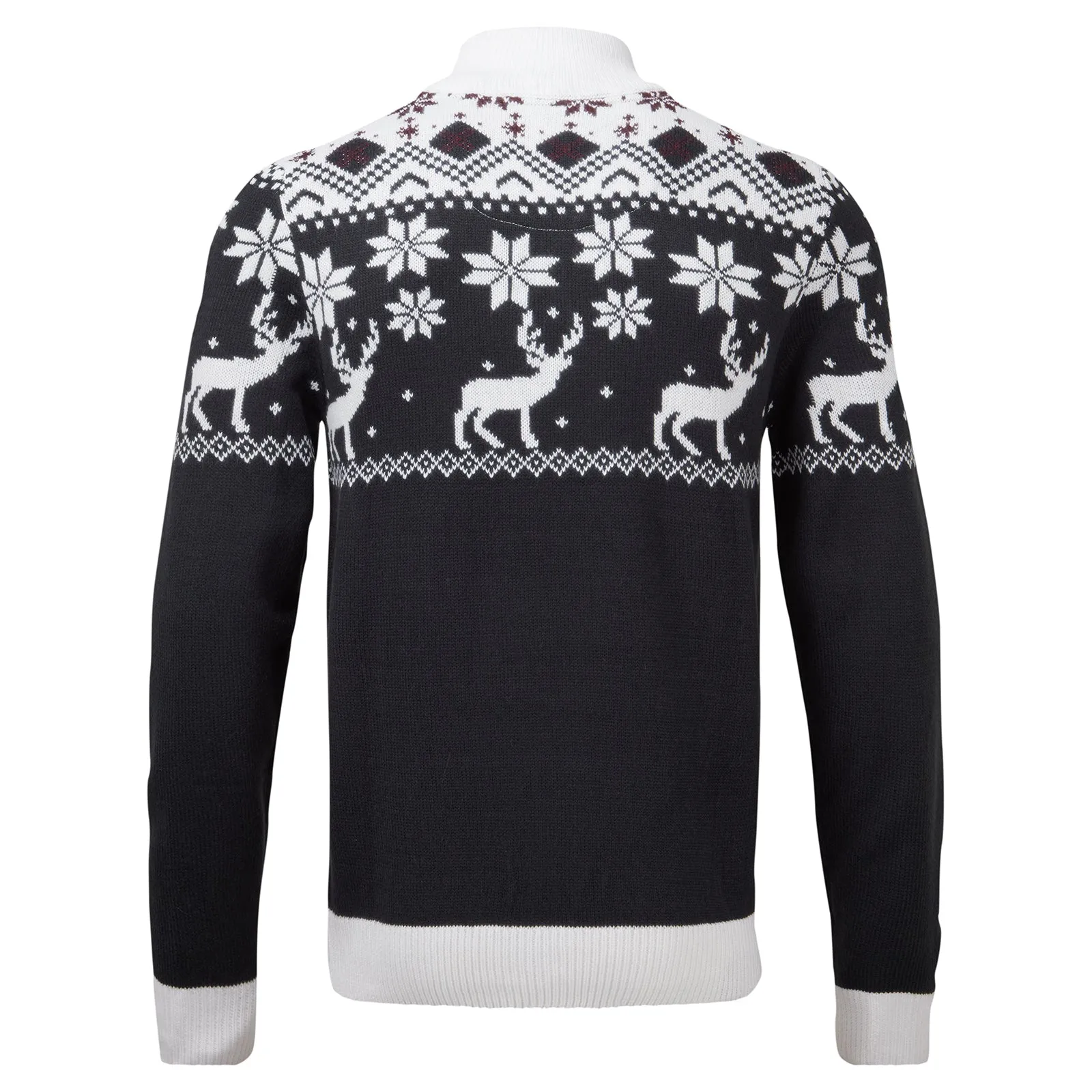 Snuggaroo Mens 1/4 Zip Fair Isle Reindeer Christmas Jumper