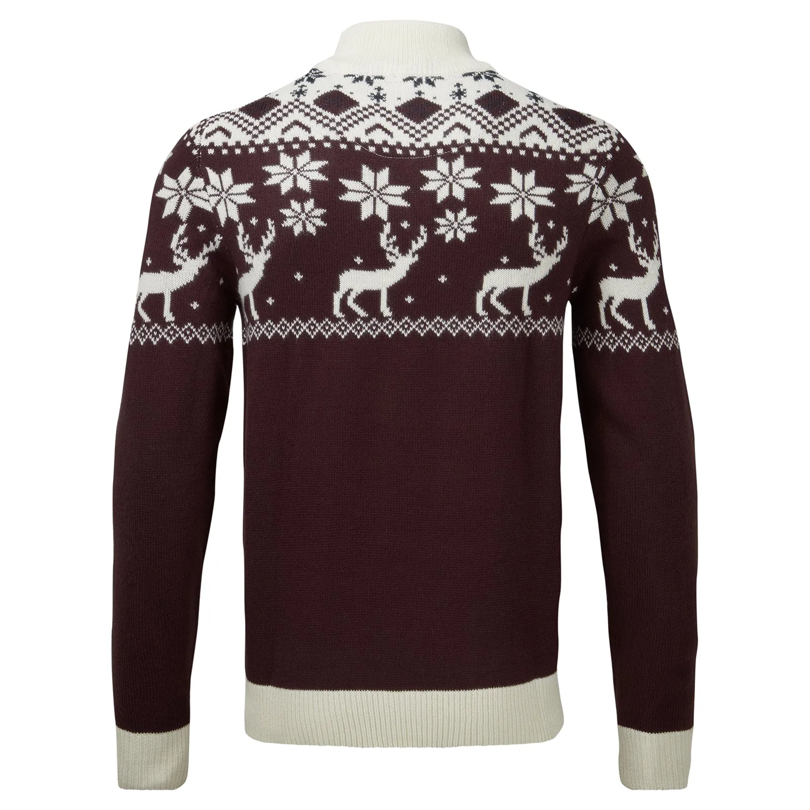 Snuggaroo Mens 1/4 Zip Fair Isle Reindeer Christmas Jumper