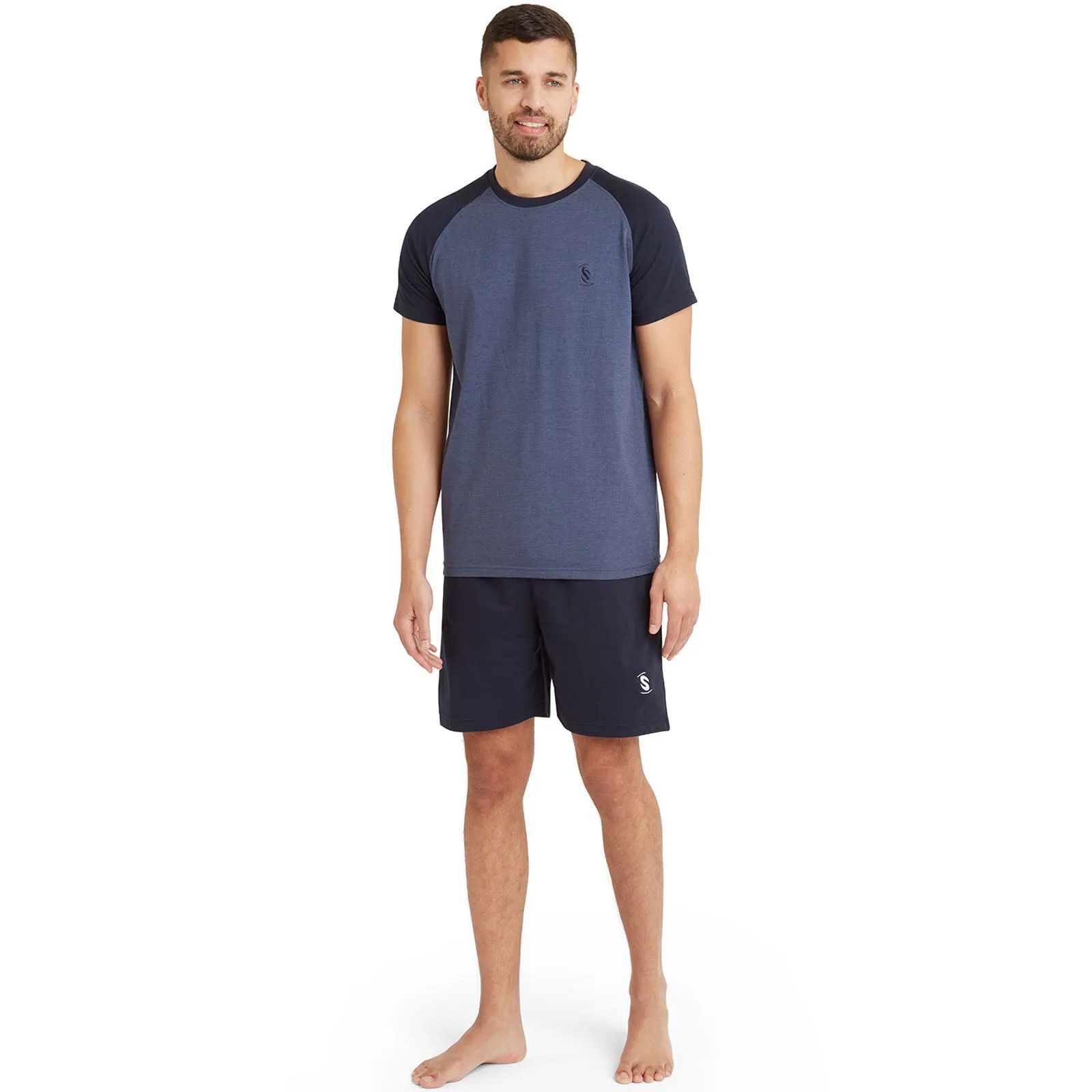 Snuggaroo Mens Raglan Short Sleeve T-Shirt Shorts Pyjama Set