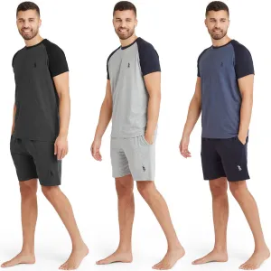 Snuggaroo Mens Raglan Short Sleeve T-Shirt Shorts Pyjama Set
