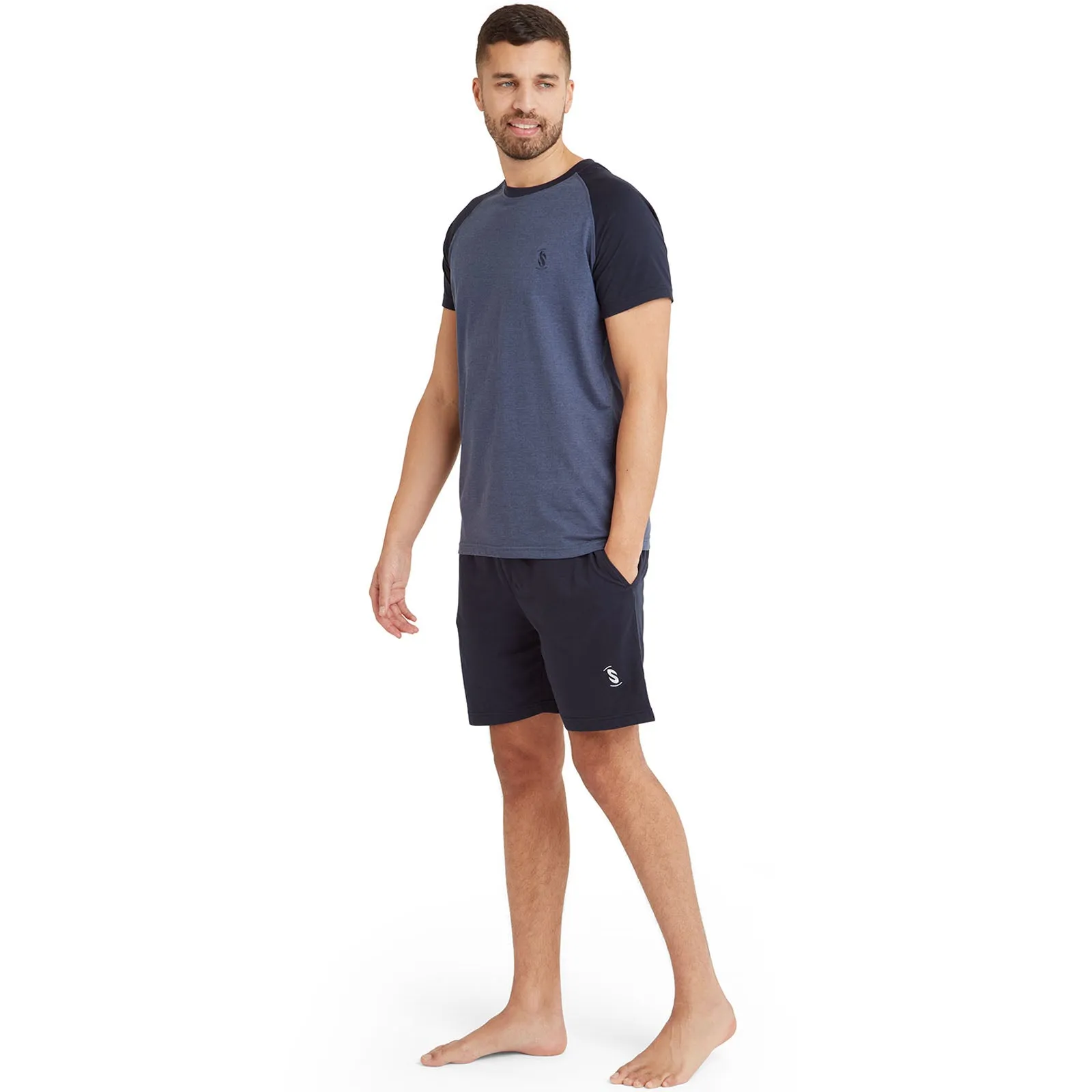 Snuggaroo Mens Raglan Short Sleeve T-Shirt Shorts Pyjama Set
