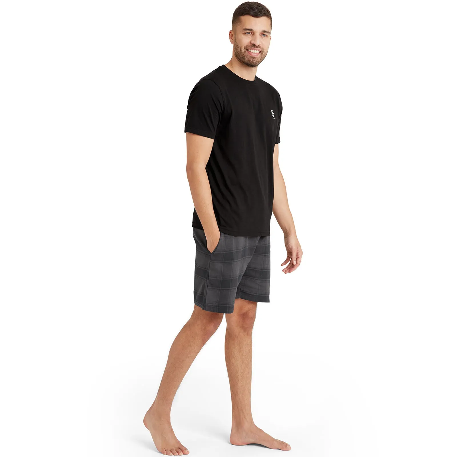 Snuggaroo Mens Short Sleeve T-Shirt Check Shorts Pyjama Set