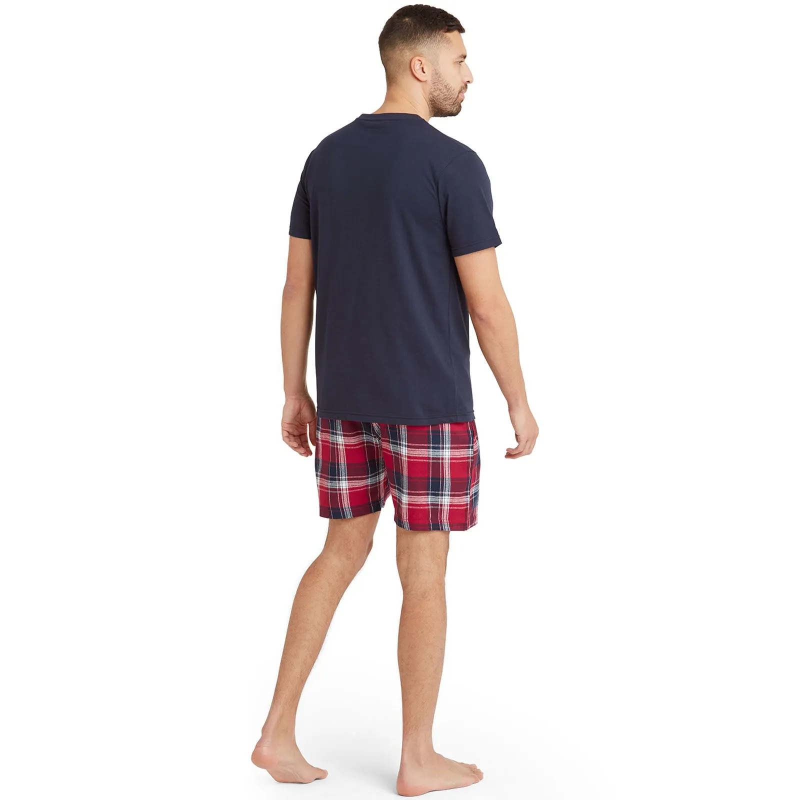 Snuggaroo Mens Short Sleeve T-Shirt Check Shorts Pyjama Set