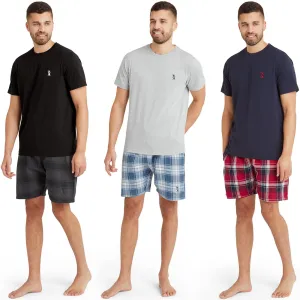 Snuggaroo Mens Short Sleeve T-Shirt Check Shorts Pyjama Set