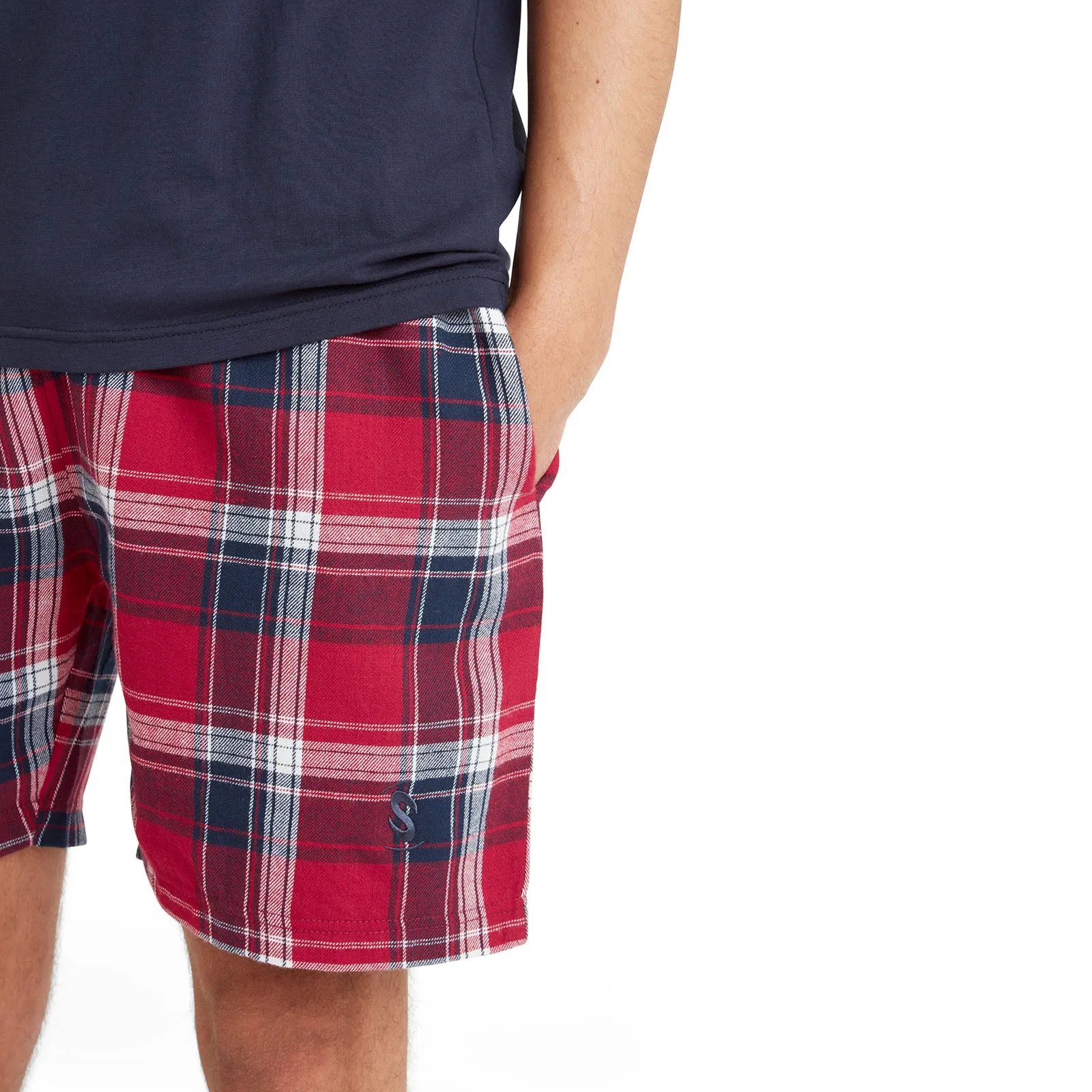 Snuggaroo Mens Short Sleeve T-Shirt Check Shorts Pyjama Set