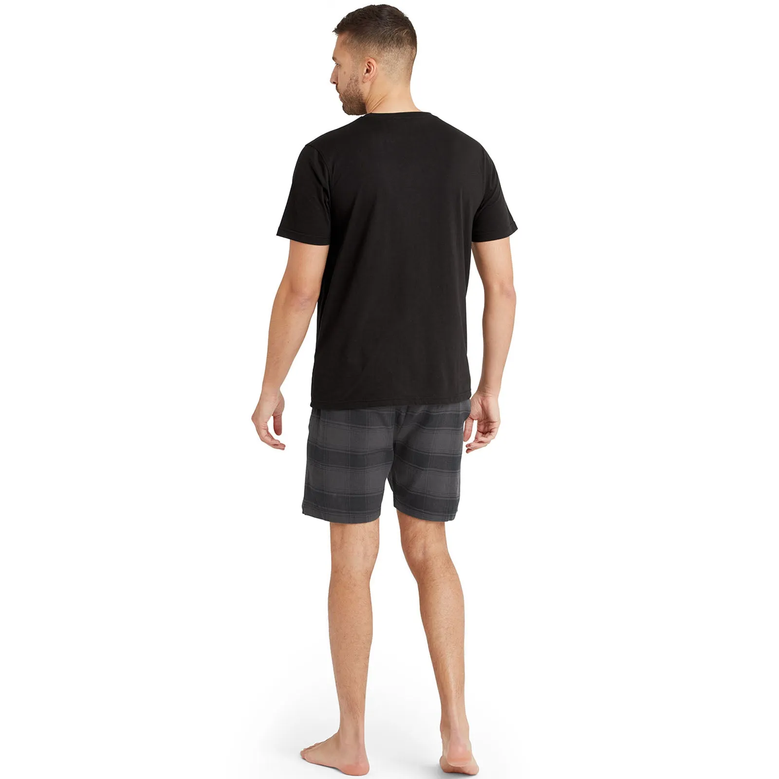 Snuggaroo Mens Short Sleeve T-Shirt Check Shorts Pyjama Set