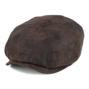 Stetson Hats Hatteras Leather Newsboy Cap - Brown