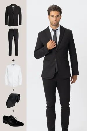 The Original Performance Suit (Black)   Shirt, Tie & James Shoes - Package Deal