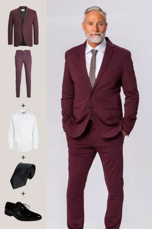 The Original Performance Suit (Burgundy)   Shirt, Tie & James Shoes - Package Deal