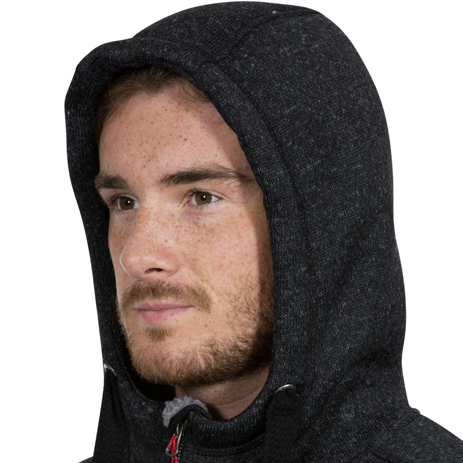 Trespass Mens Tableypipe Hooded Full Zip Fleece Hoodie - Black Marl