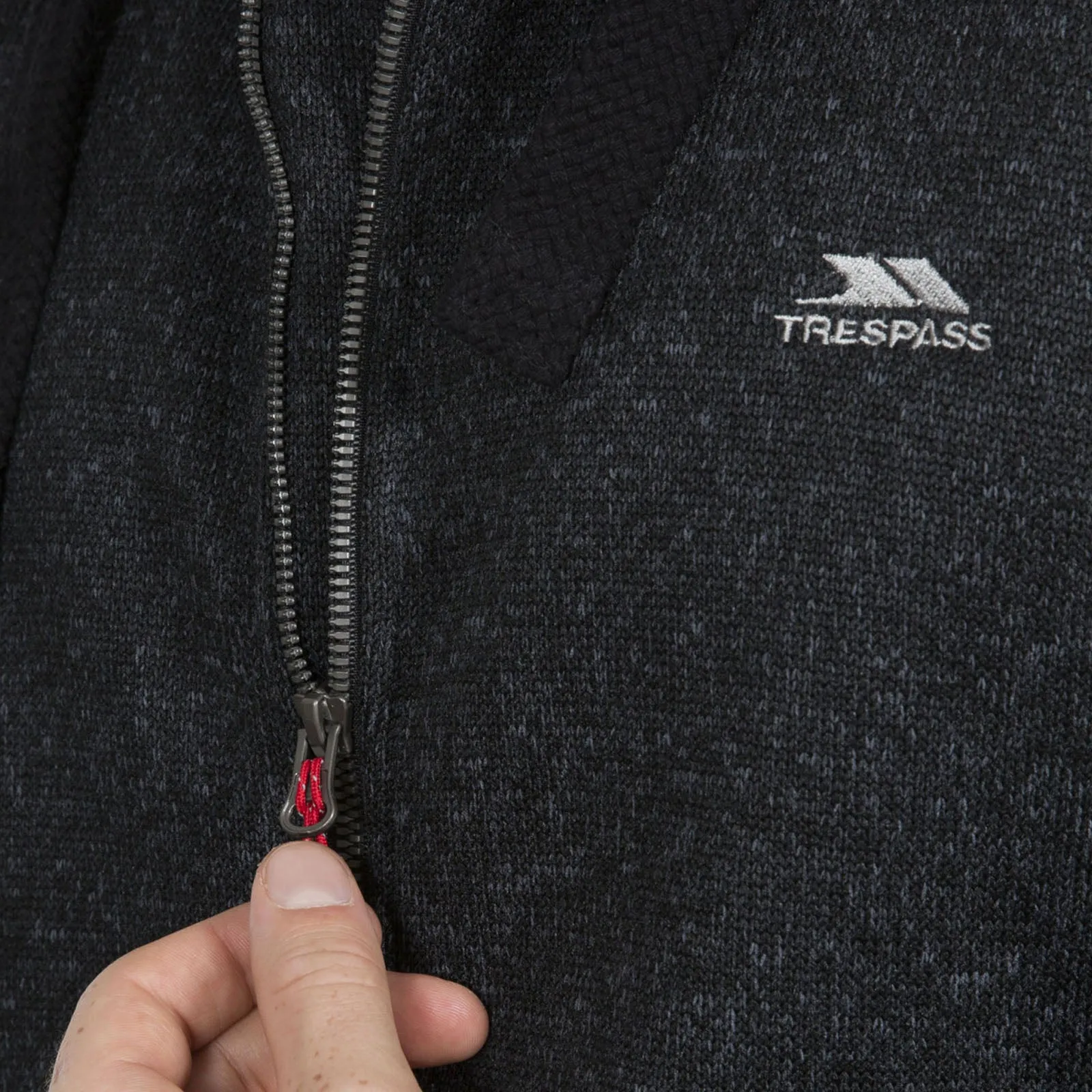 Trespass Mens Tableypipe Hooded Full Zip Fleece Hoodie - Black Marl