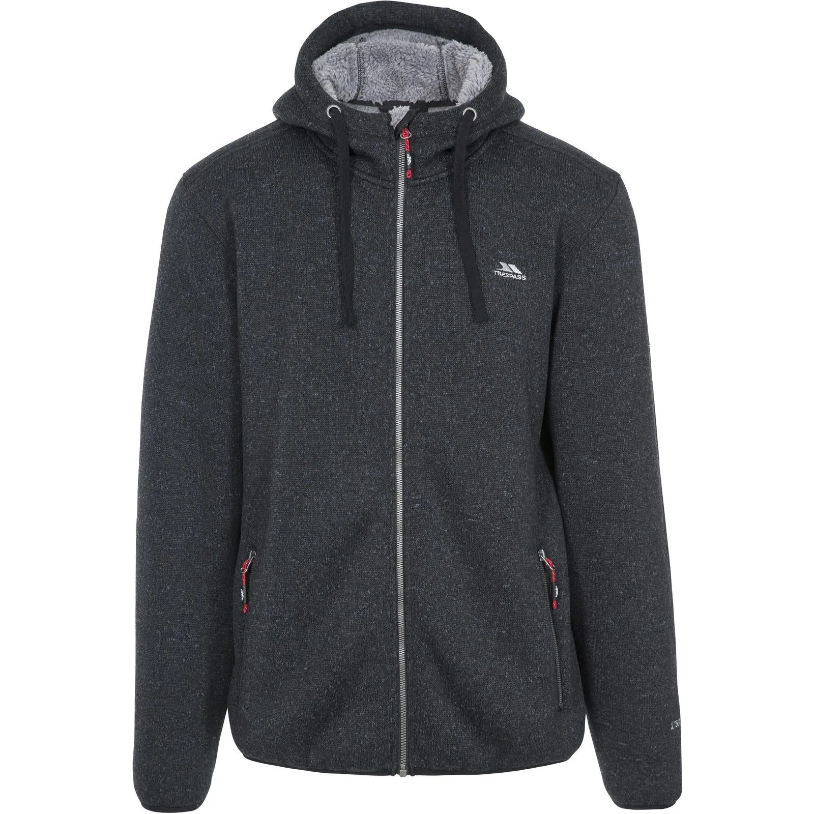 Trespass Mens Tableypipe Hooded Full Zip Fleece Hoodie - Black Marl