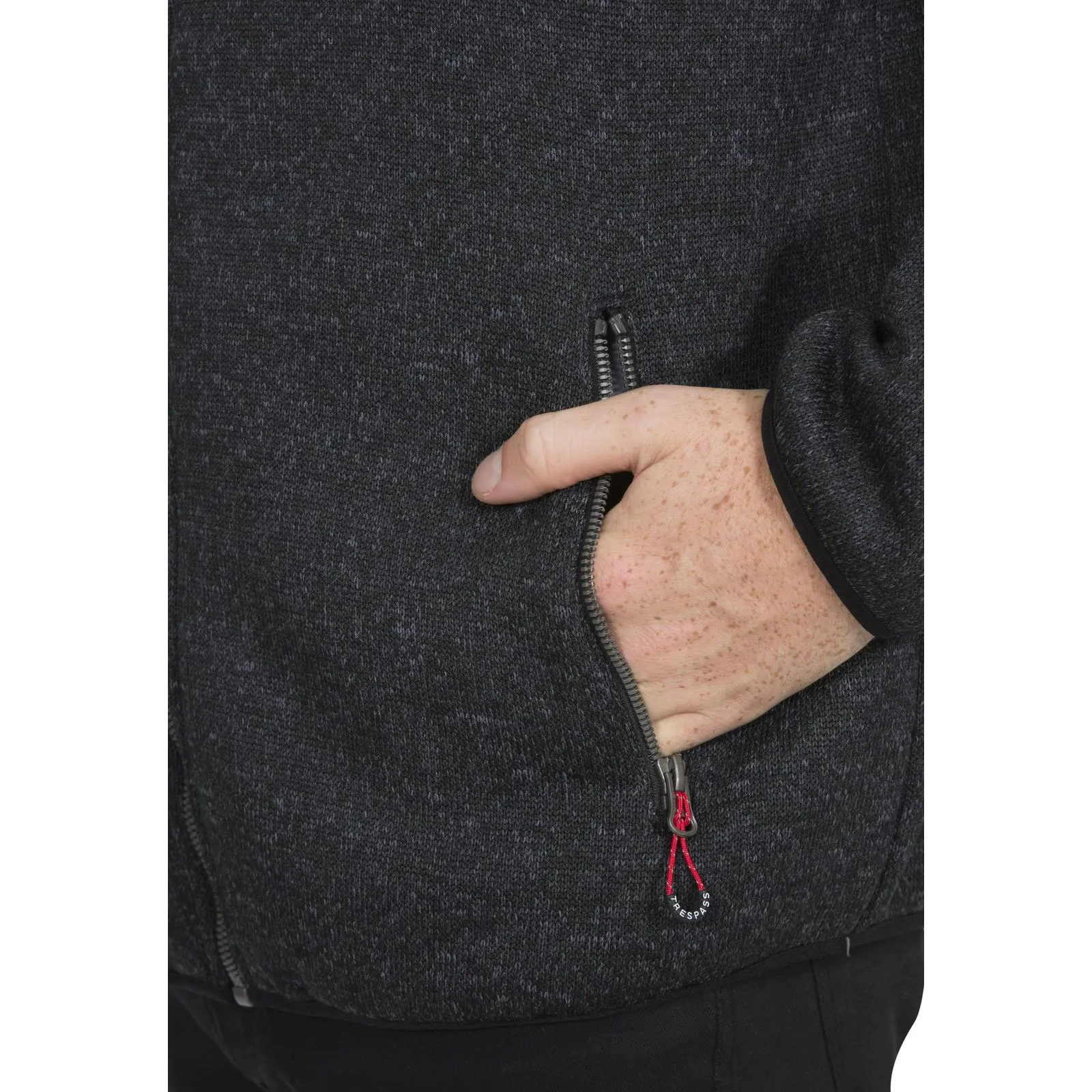 Trespass Mens Tableypipe Hooded Full Zip Fleece Hoodie - Black Marl