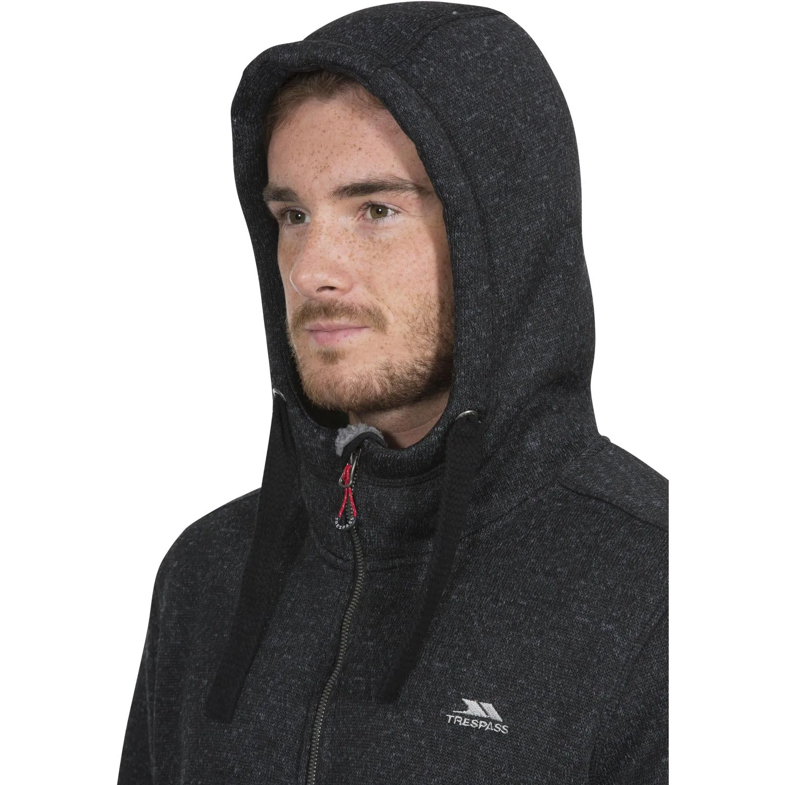 Trespass Mens Tableypipe Hooded Full Zip Fleece Hoodie - Black Marl