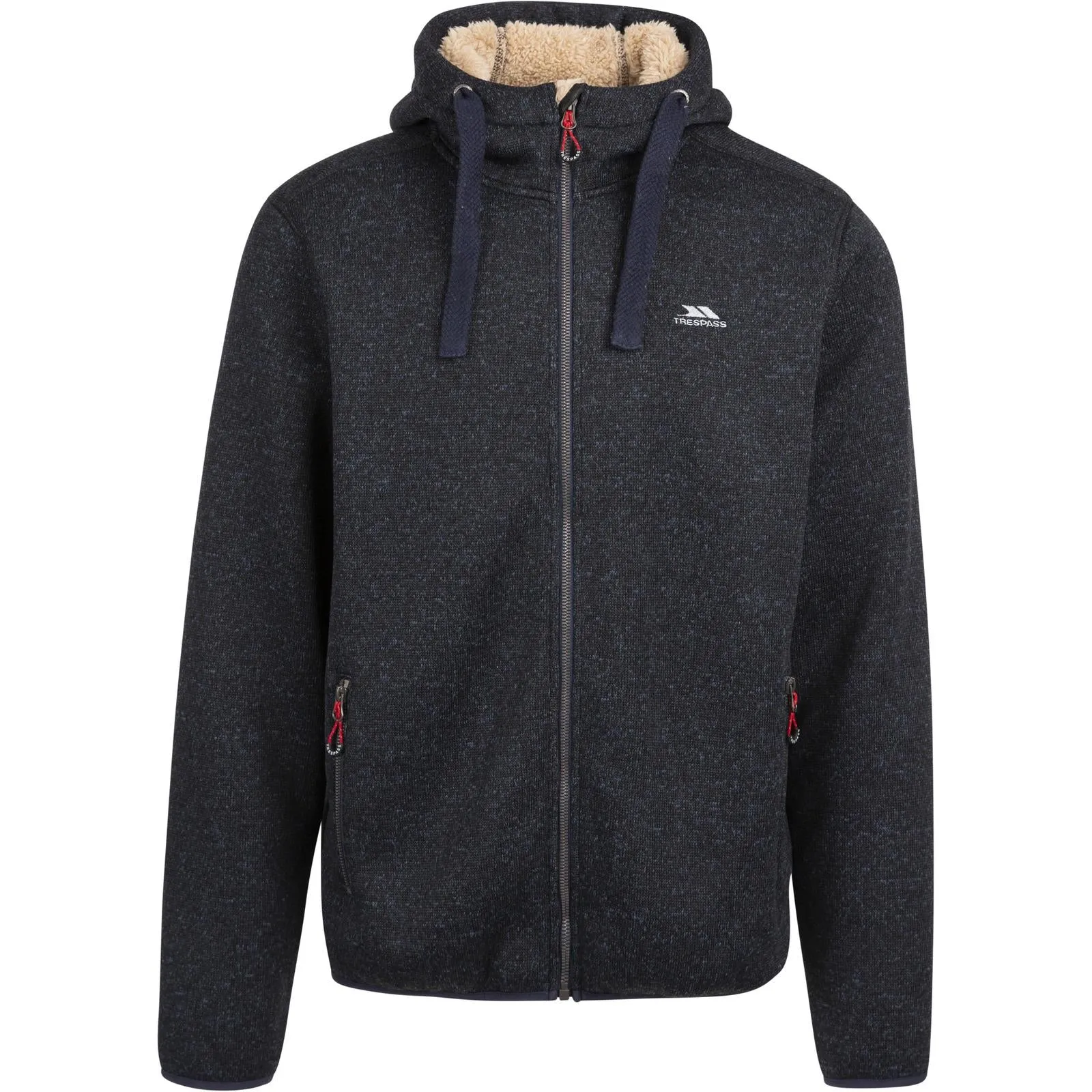 Trespass Mens Tableypipe Hooded Full Zip Fleece Hoodie - Black Marl