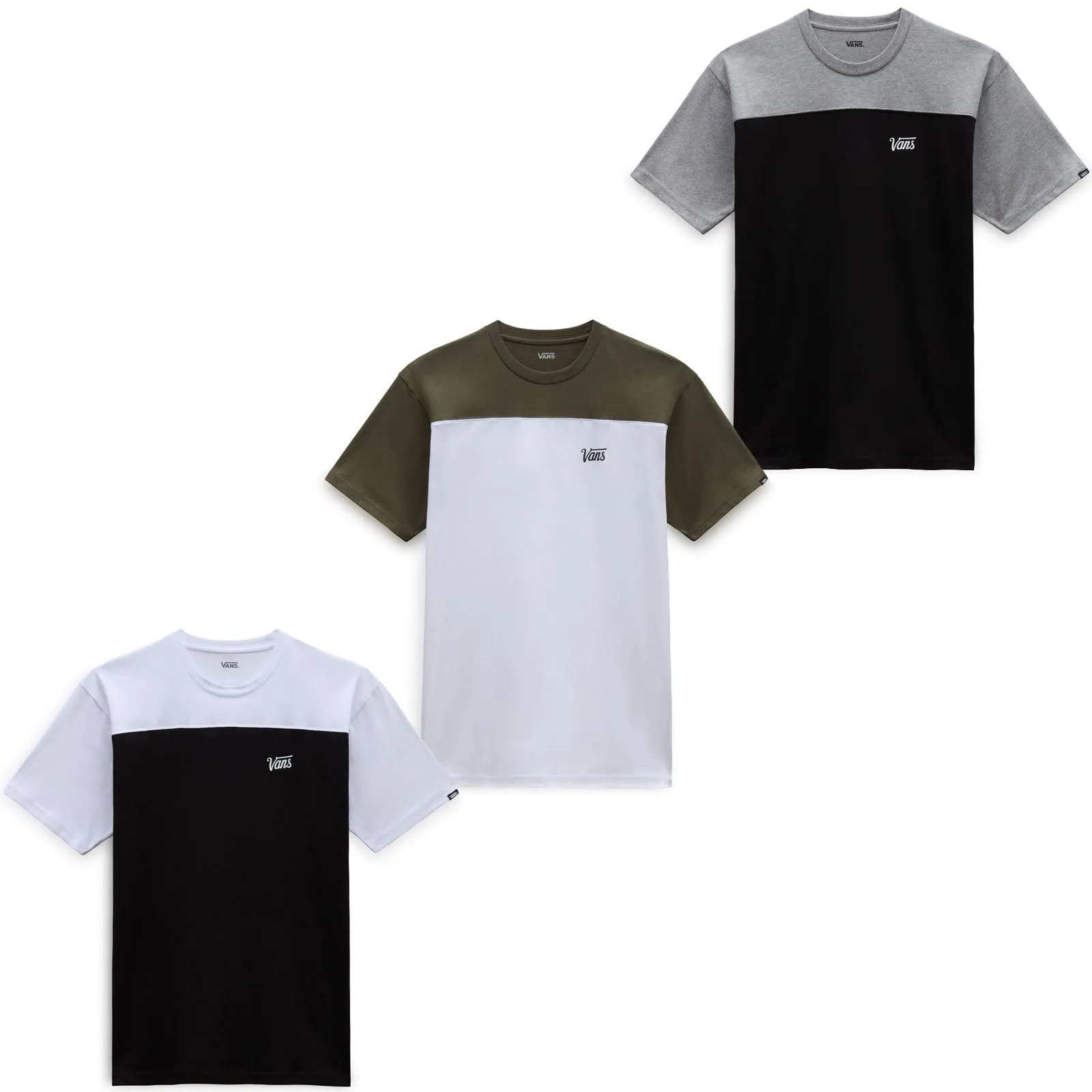 Vans Mens Script Crew Colourblock T-Shirt