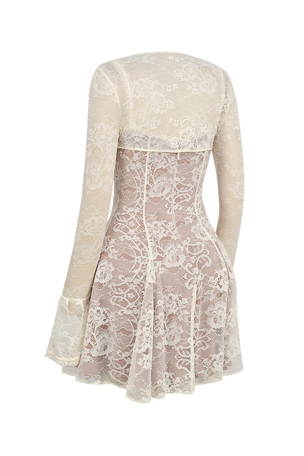 vintage cream lace mini dress Gloria Lanvin