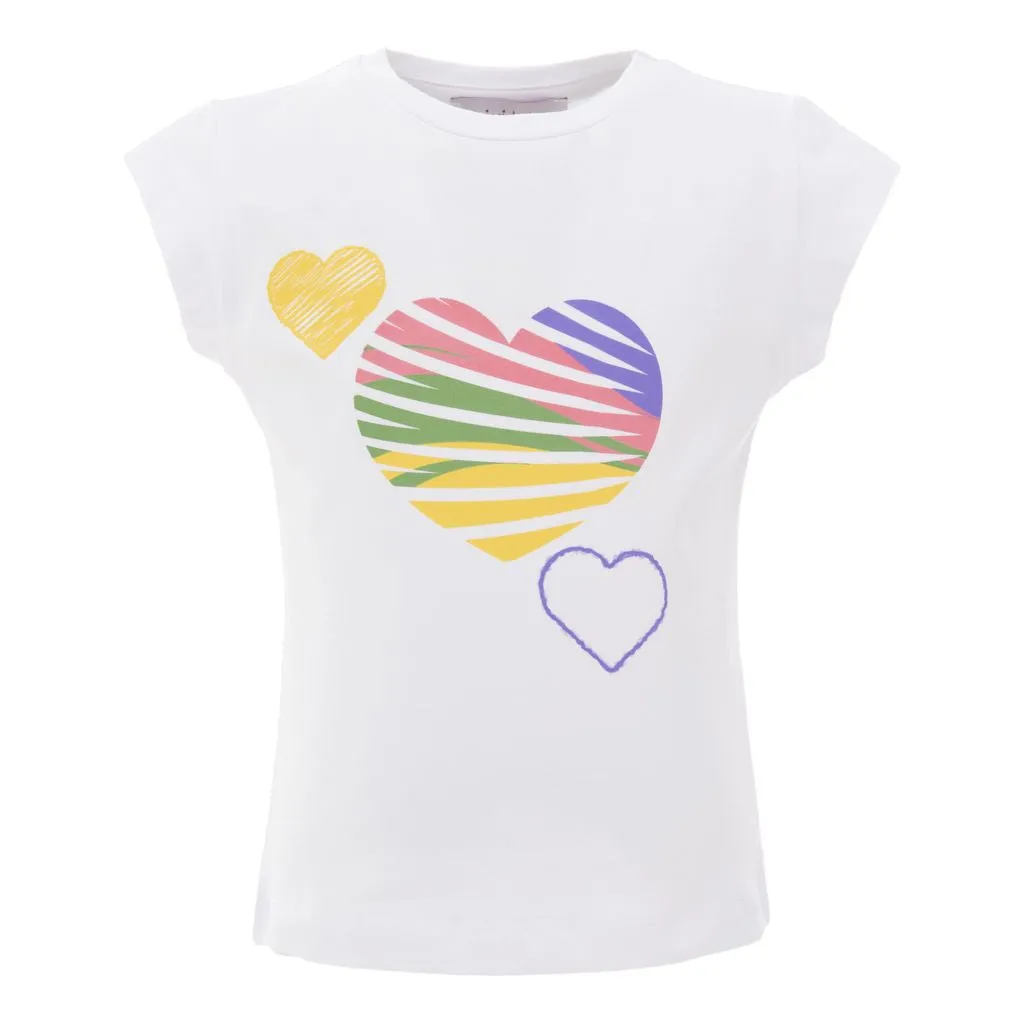 White 3 Heart Rainbow T-Shirt