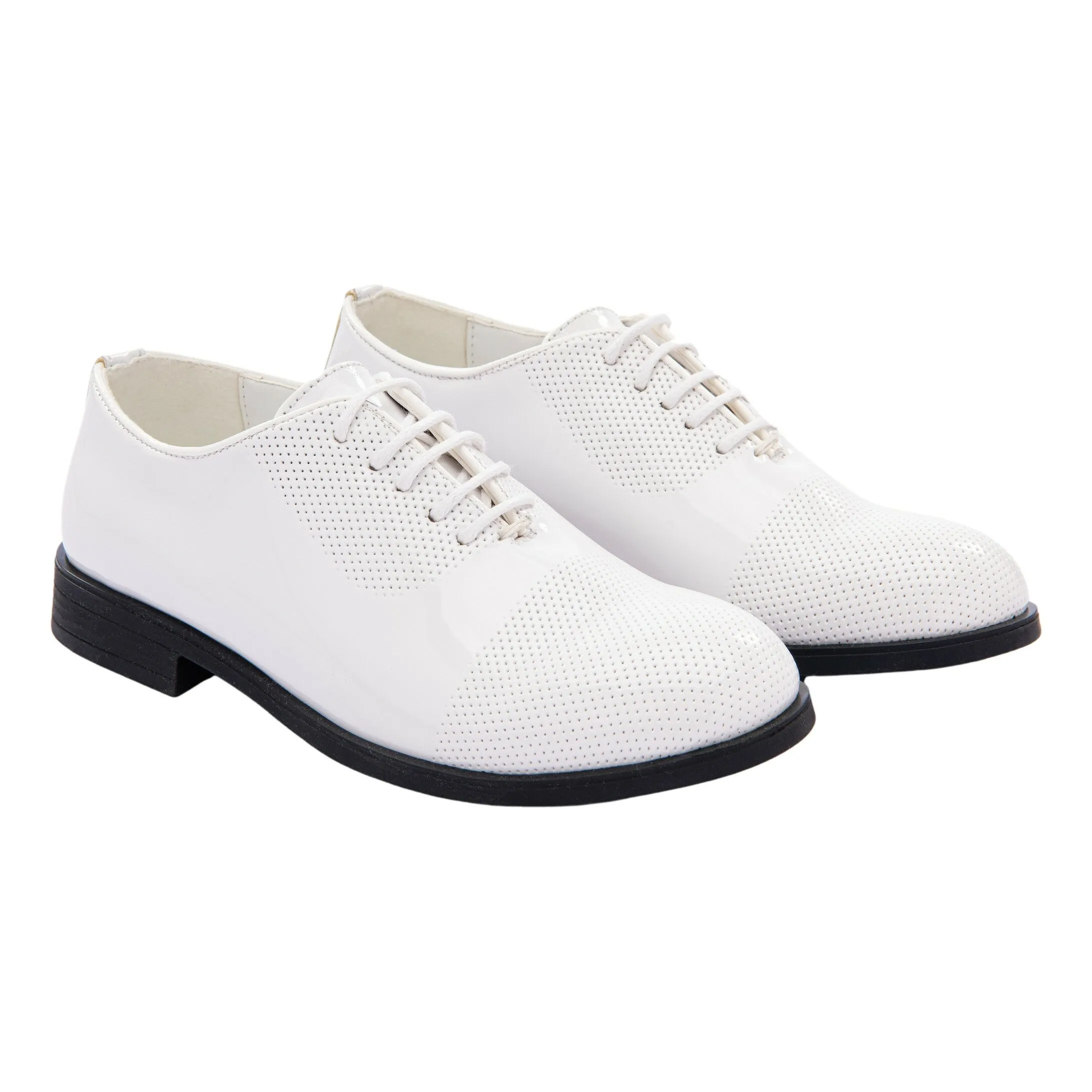 White Closed Lace Dress Shoes
