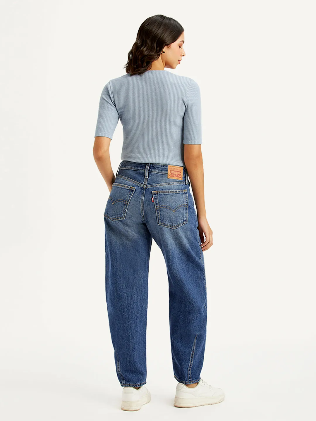 Women's Mid Rise Baggy Dad Barrel Blue Jeans LEVI'S
