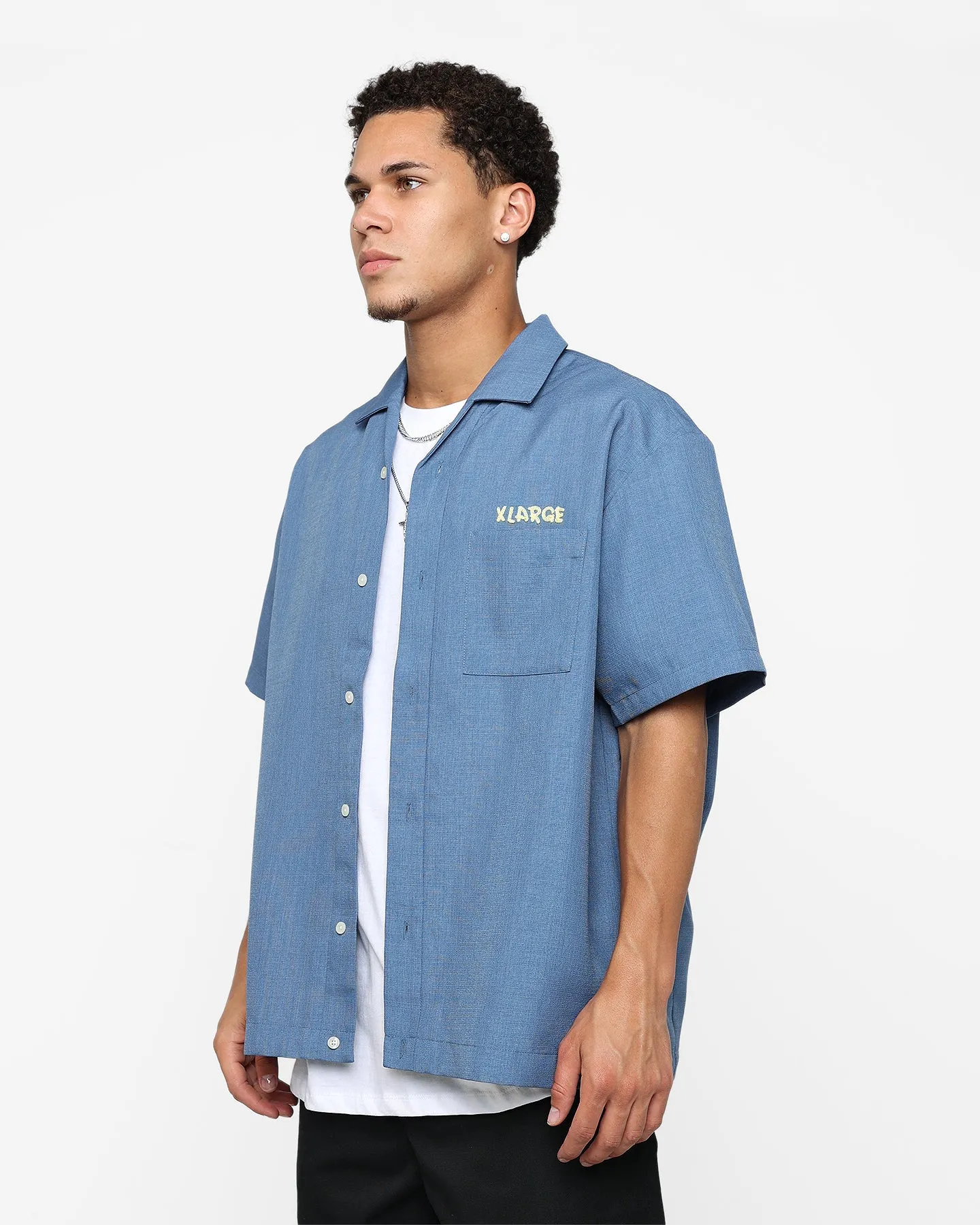 X-Large Drawing OG Open Collar T-Shirt Blue
