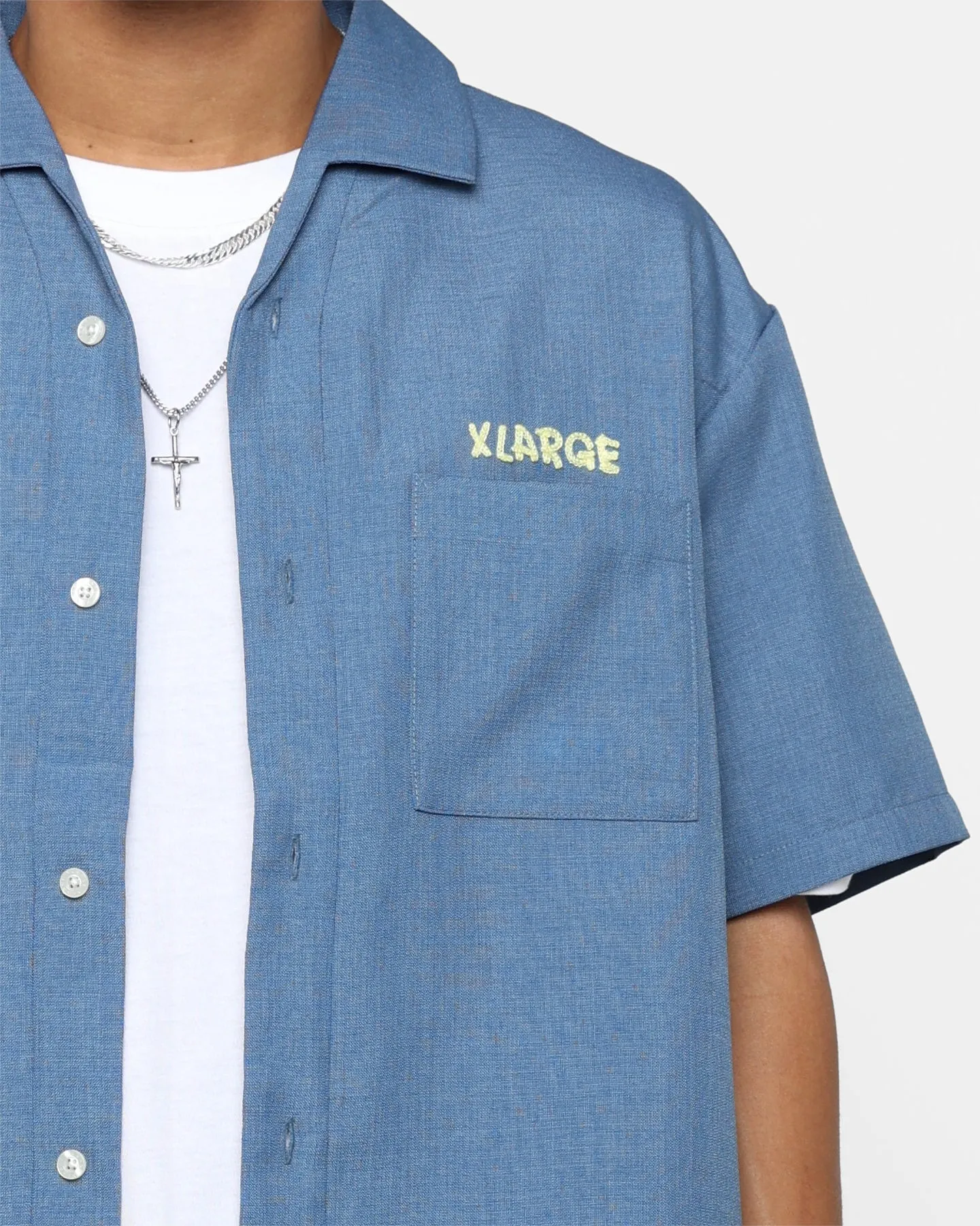 X-Large Drawing OG Open Collar T-Shirt Blue