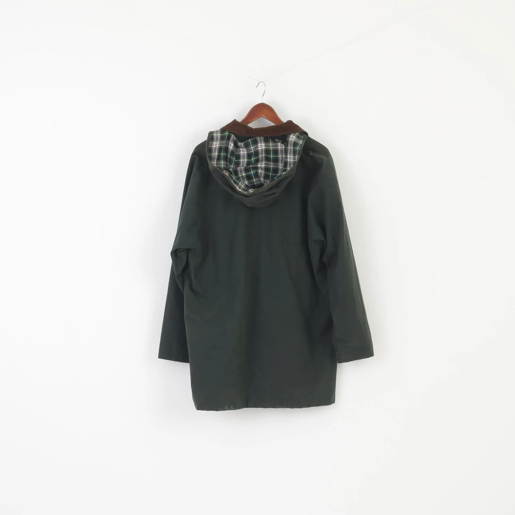 XZet Company Men L Jacket Green Wax Cotton Vintage Long Outdoor Full Zipper Top