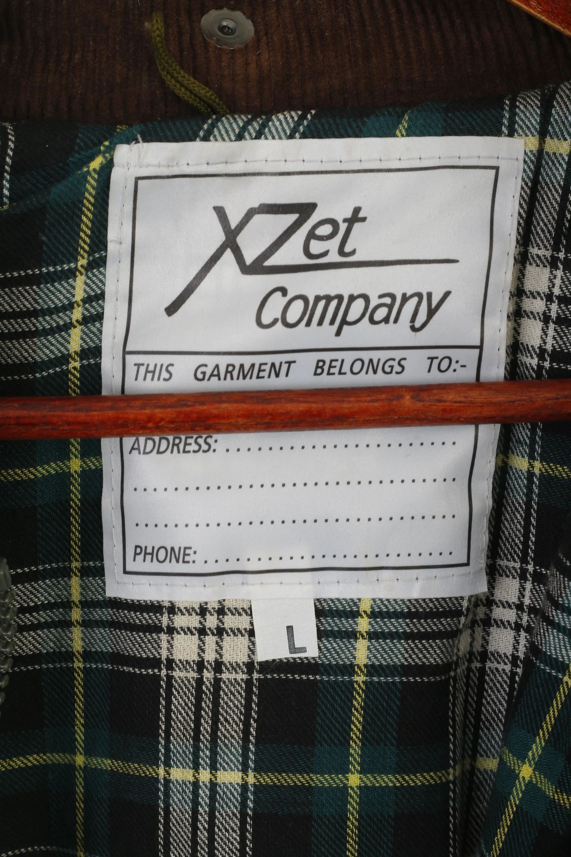 XZet Company Men L Jacket Green Wax Cotton Vintage Long Outdoor Full Zipper Top