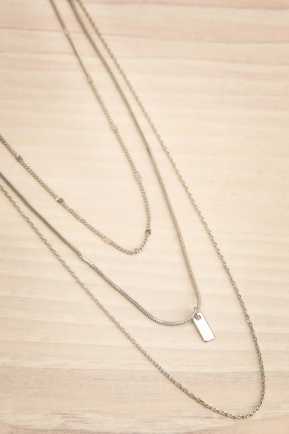 Zidia Silver | Minimalist Multi-Row Necklace