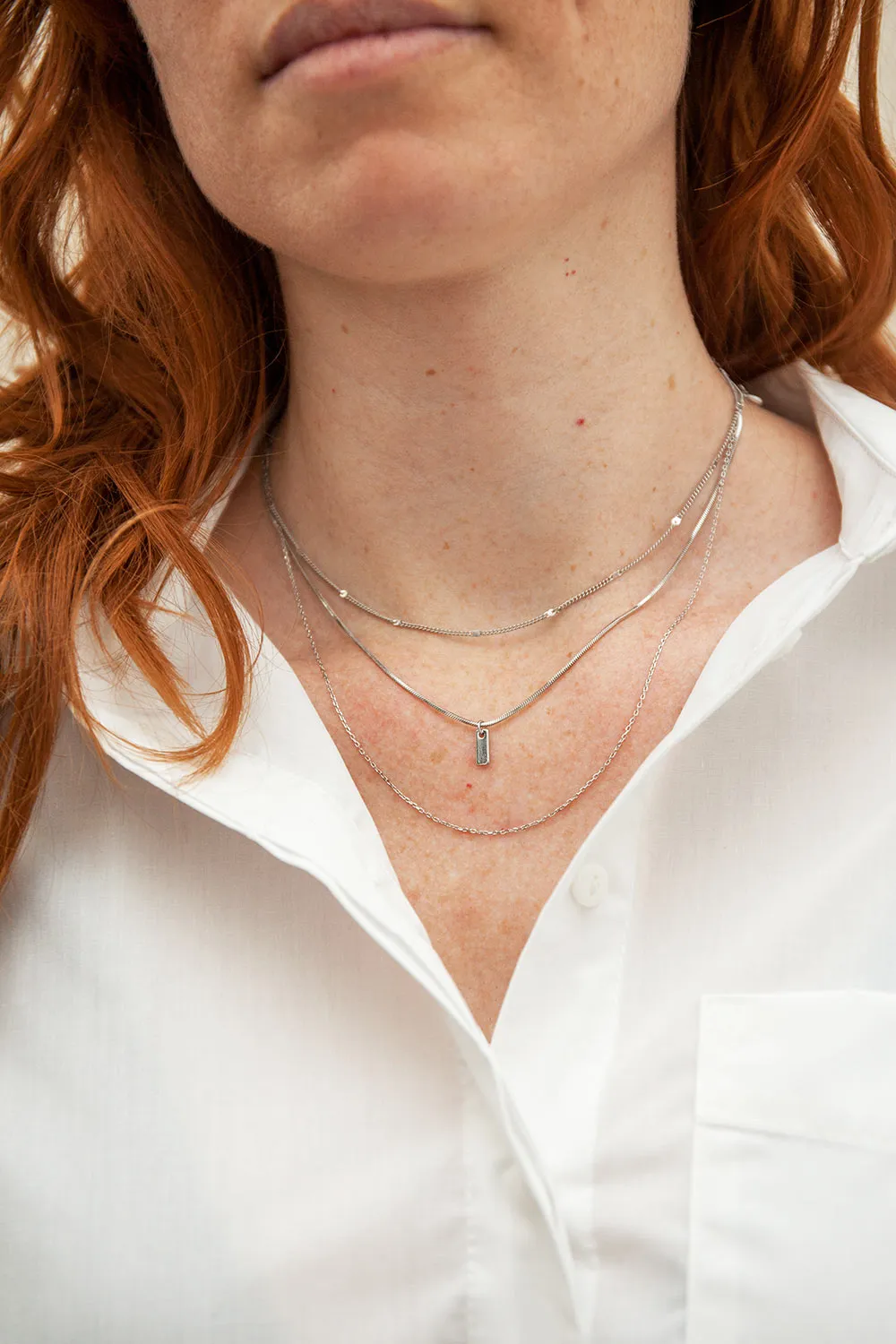 Zidia Silver | Minimalist Multi-Row Necklace